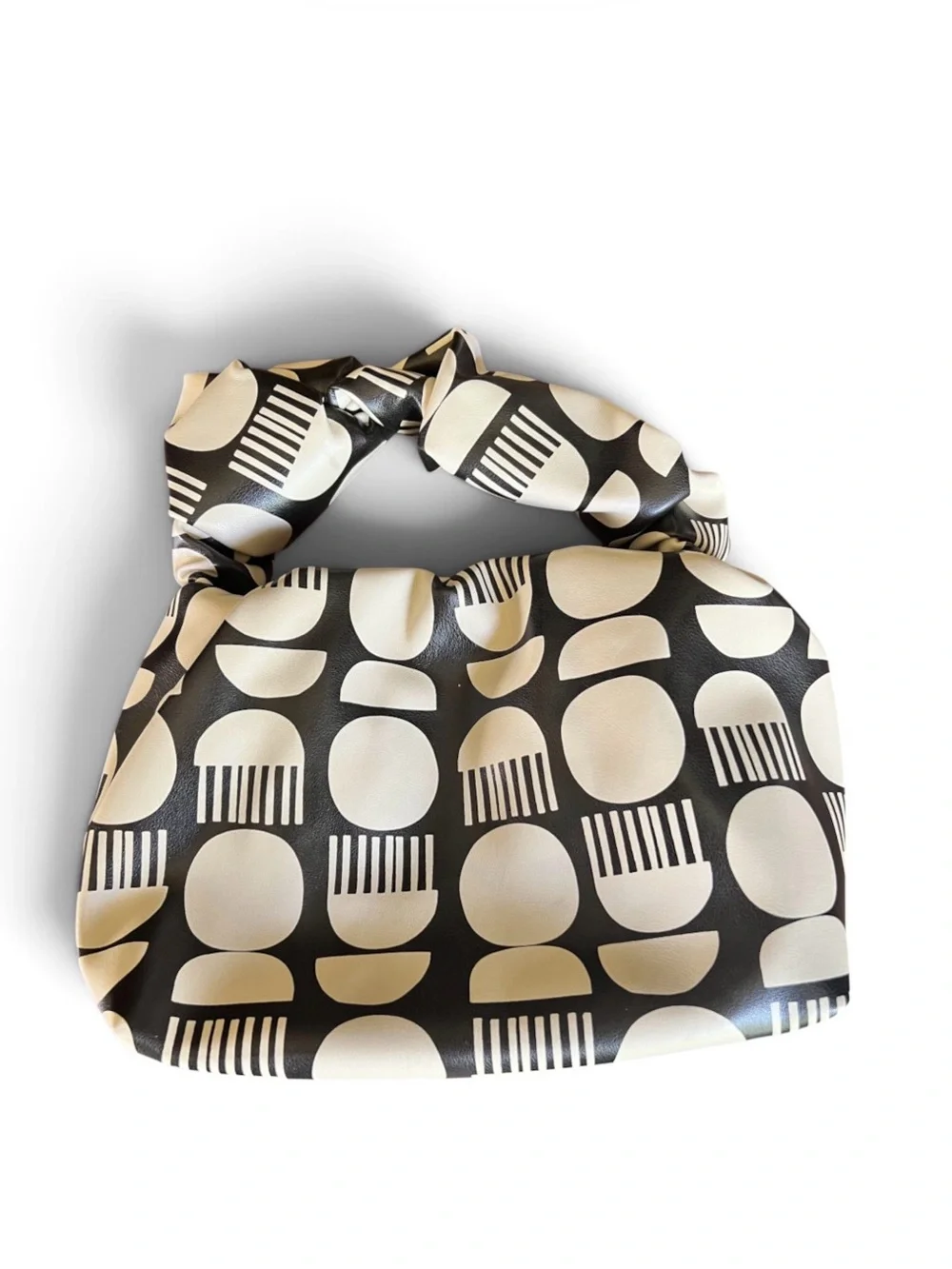 Hadiya Williams Black & Cream Geometric Knot Handle Tote Bag